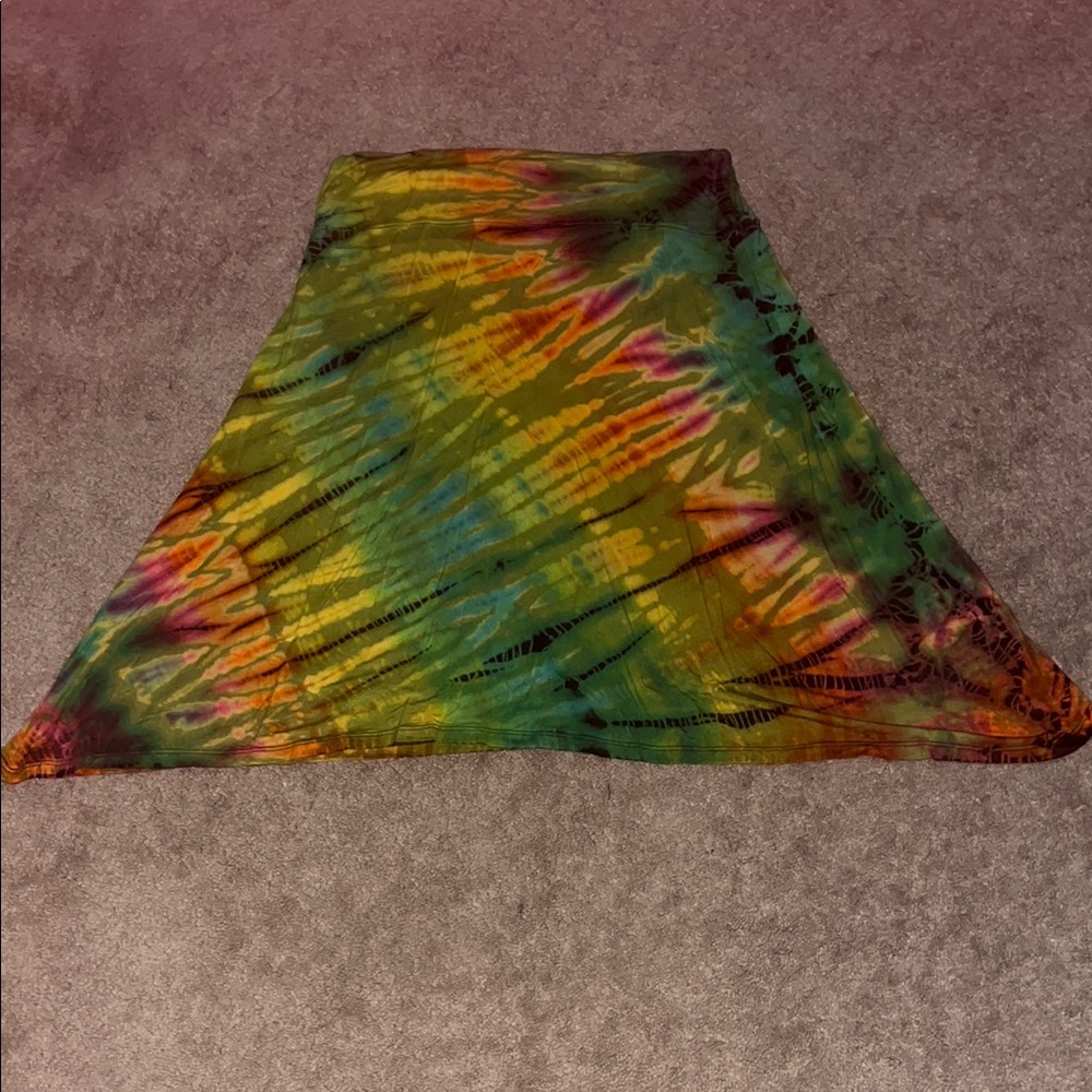 Jayli Yellow Green Asymmetrical Maxi Skirt